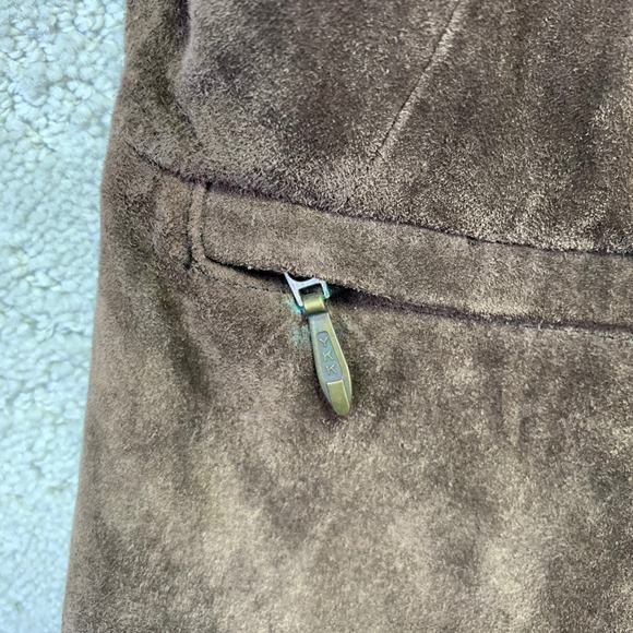 VINTAGE Wilsons Leather Suede Jacket Womens Large Brown Zip Up Pockets 90s - Picture 4 of 16
